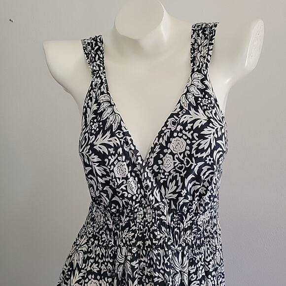 Ellen Parker Sleeveless Floral Maxi Dress V Neck Boho Cottagecore Hippie Peasant - Picture 5 of 9